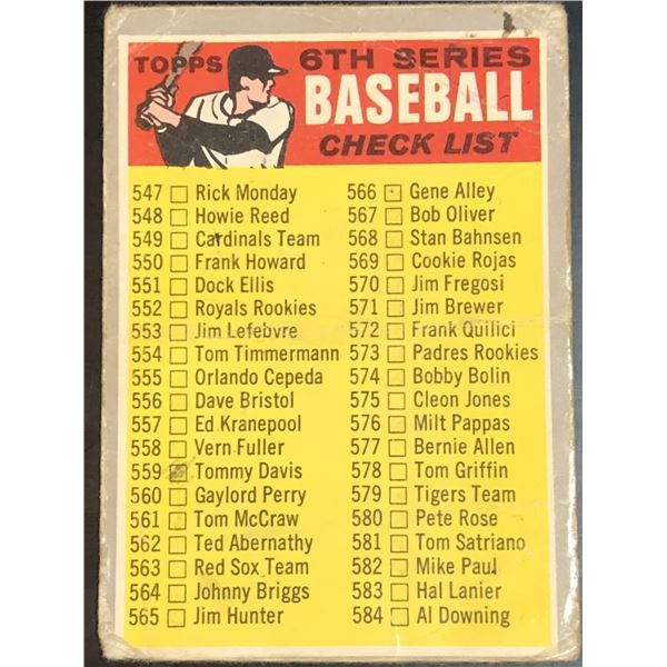 1970 O-PEE-CHEE 6th SERIES CHECKLIST