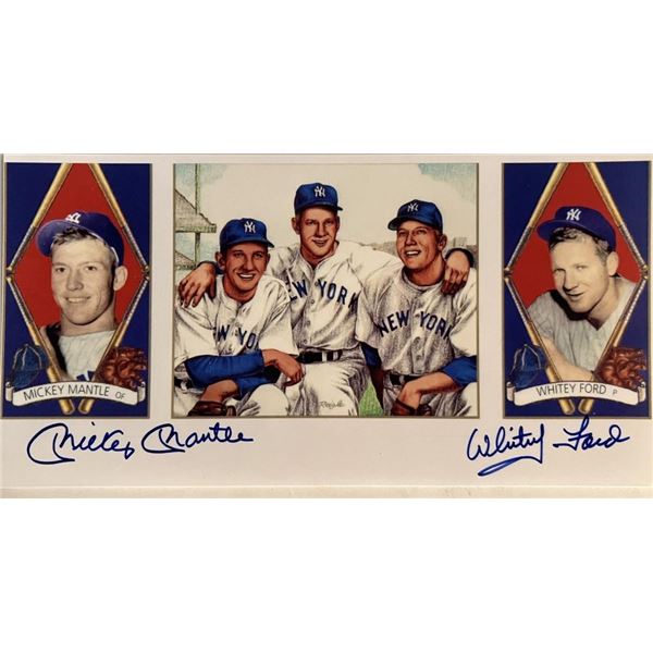 Mickey Mantle and Whitey Ford signed graphic card.