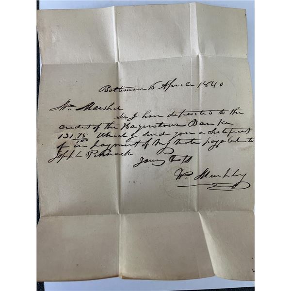Handwritten letter from 1840