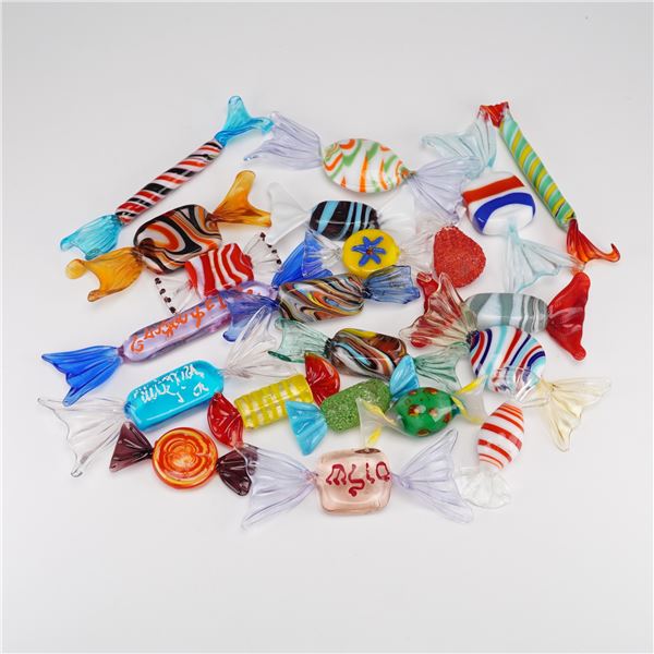 21pc Murano-Style Art Glass Assorted Candy Figurines