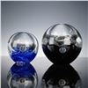 Image 1 : Artcristal Bohemia Glass Paperweights, Black and Blue