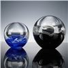 Image 2 : Artcristal Bohemia Glass Paperweights, Black and Blue
