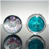 Image 4 : 2pc Art Glass Paperweights, Teal and Pink Floral