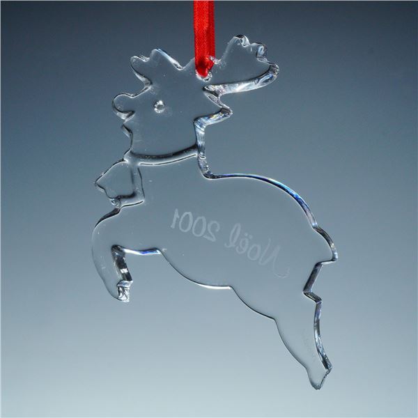 Baccarat Crystal Reindeer Christmas Ornament, Noel 2001