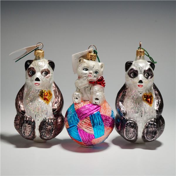 3pc Christopher Radko Ornaments, Bears and Kitty Cares