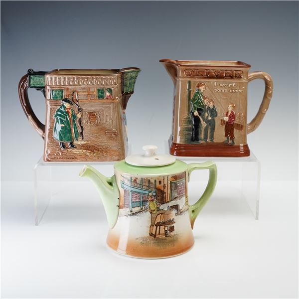 3pc Royal Doulton Dickens Ware Pitchers and Teapot