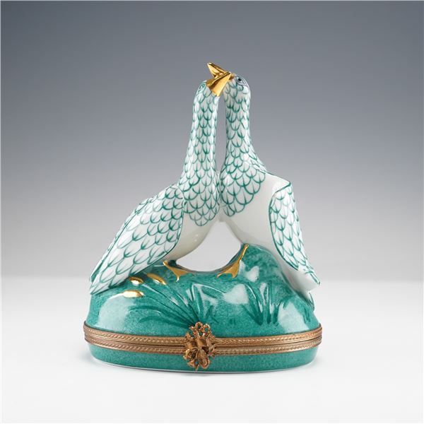 Limoges France Lidded Box, Fish Scale Pattern with Gold Trim