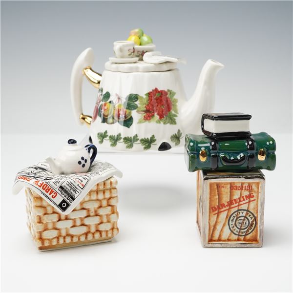 3pc Portmeirion and Cardew Designs Ceramic Boxes with Lids