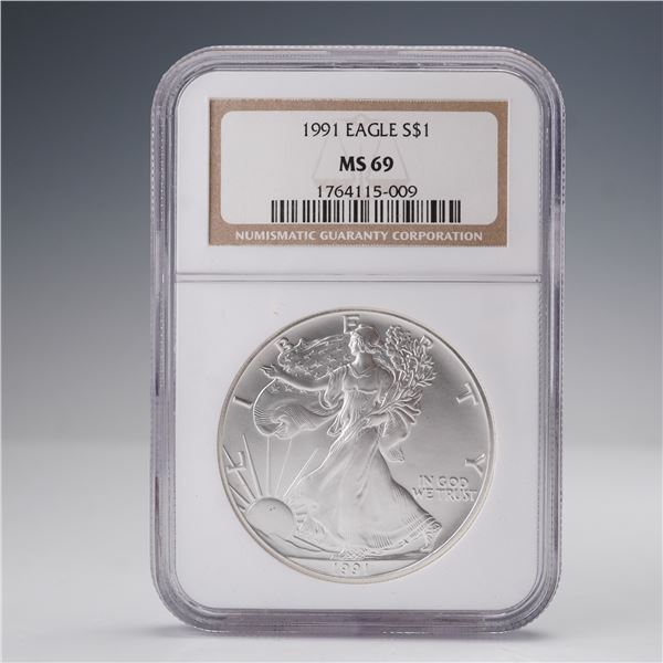 1991 American Silver Eagle Dollar NGC Graded MS69
