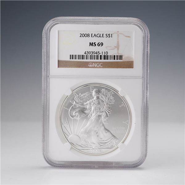 2008 American Silver Eagle Dollar NGC Graded MS69
