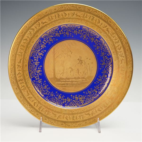 Gloria Porcelain Blue and Gold Cabinet Plate