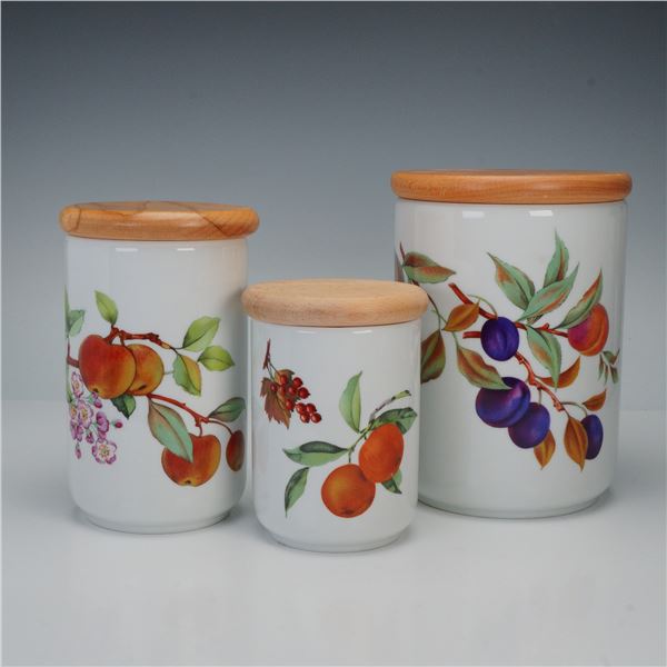 3pc Royal Worcester Porcelain Canister Set, Evesham