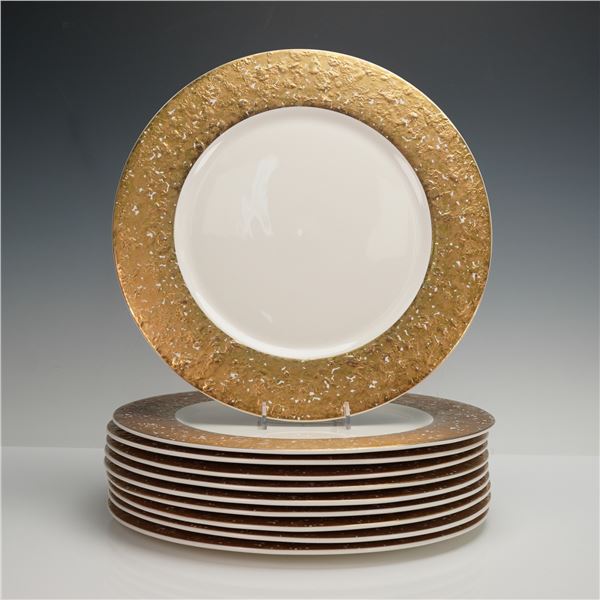 10pc Pickard Gilded Charger Plates, Metropolitan