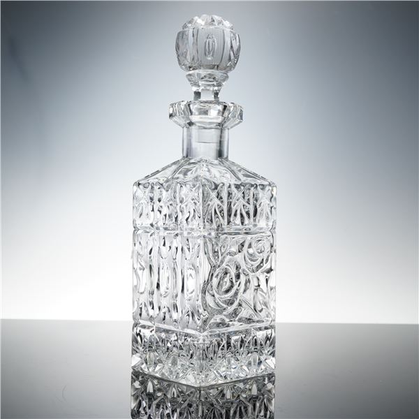 Pressed Cut Glass Floral Decanter with Stopper