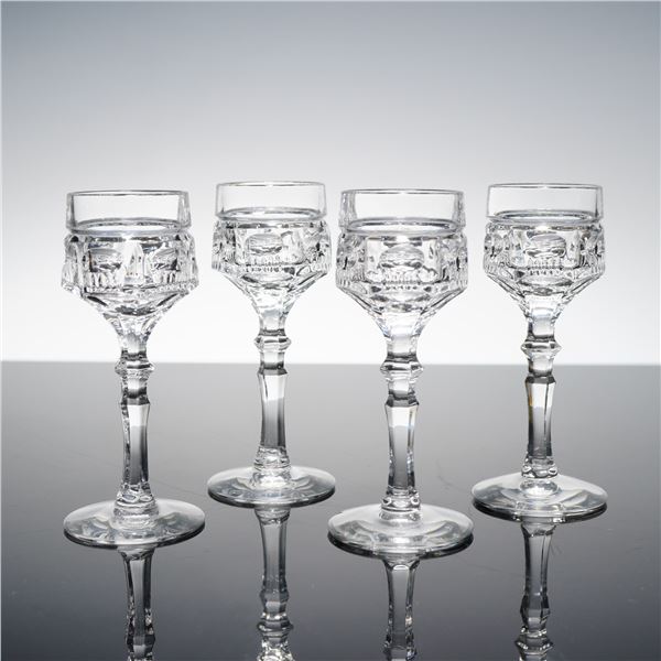 4pc Clear Cut Crystal Cordial Glasses