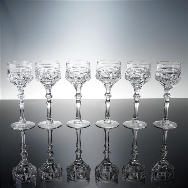 6pc Clear Cut Crystal Wine Glasses