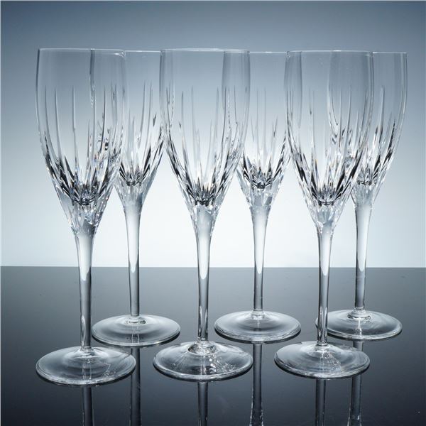 6pc Rogaska Crystal Fluted Champagne Glasses, Soho
