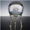 Image 1 : Daum Crystal Paperweight with Gold-Tone Stand