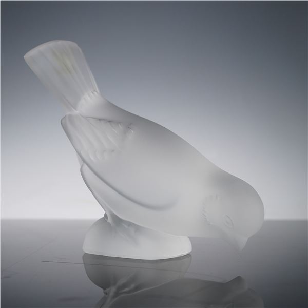 Lalique Satin Crystal Sparrow Paperweight