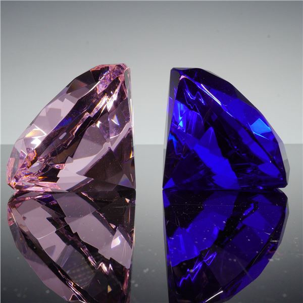 2pc Rosenthal Crystal Diamond Paperweights
