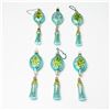 Image 1 : 6pc Christopher Radko Ornaments, Turquoise and Green Starburst Design