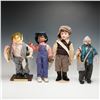 Image 1 : 4pc Porcelain and Stuffed Newspaper Seller Dolls