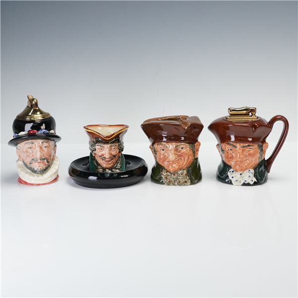 4pc Royal Doulton Character Tobacciana, Lighters and Ashtrays