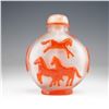 Image 1 : Frosted Glass Snuff Bottle, Red Horses