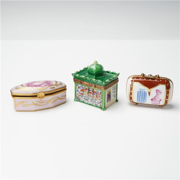 3pc Limoges Porcelain Treasure Boxes