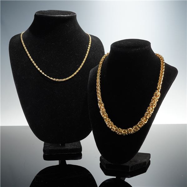 2pc Italian Gold Plated and Gold Tone Link Necklaces