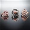 Image 1 : 3pc Sterling Silver Ring Set with Pink Stones and Pearl