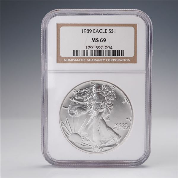 1989 American Silver Eagle Dollar Coin NGC Graded MS 69