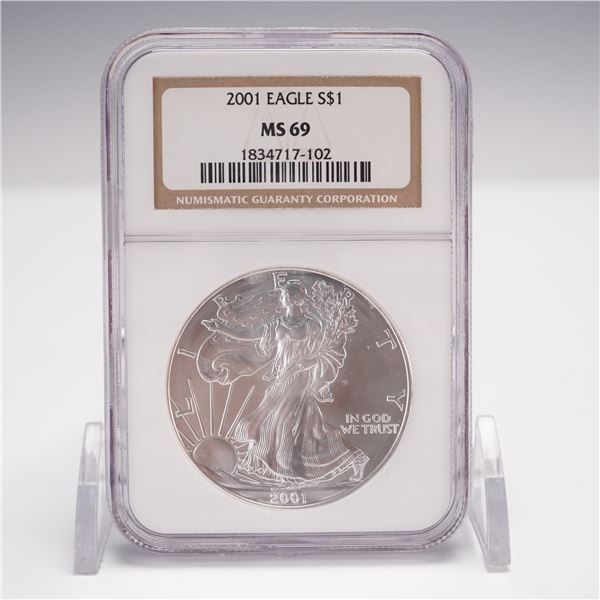 2001 American Silver Eagle Type 1 Dollar NGC Graded MS 69