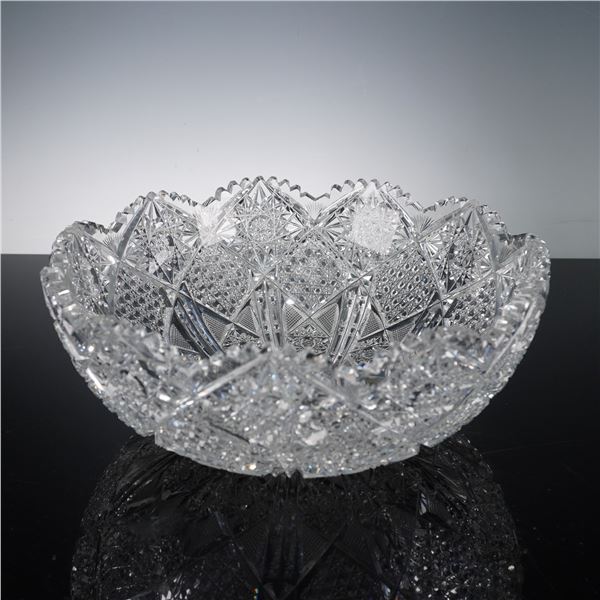 American Brilliant Cut Crystal Scalloped Edge Bowl