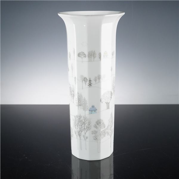 Rosenthal Porcelain Flower Vase, Winter Journey