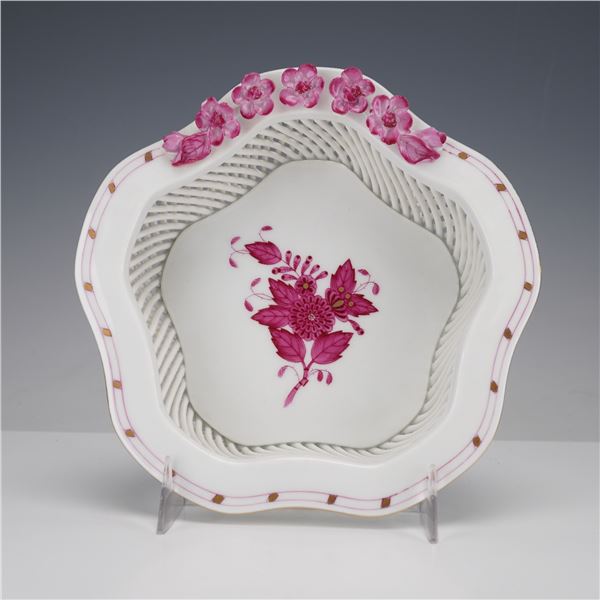 Herend Porcelain Apponyi Pink Basketweave Bowl
