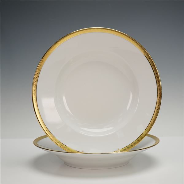 2pc Richard Ginori Gilt Trim Soup Bowls