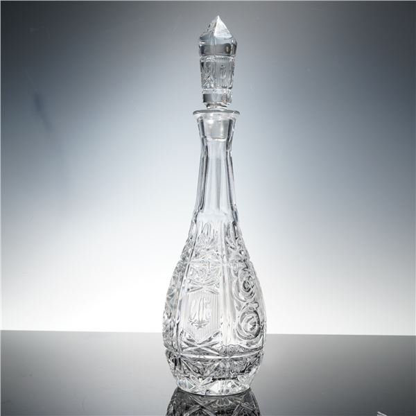 Cut Glass Floral Decanter with Stopper