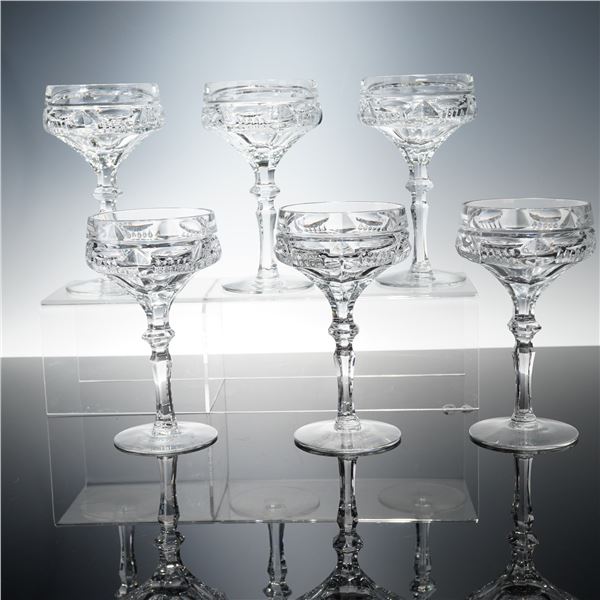 6pc Clear Cut Crystal Champagne Tall Coupes