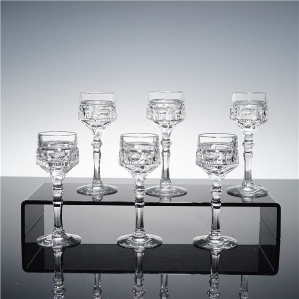 6pc Clear Cut Crystal Cordial Glasses