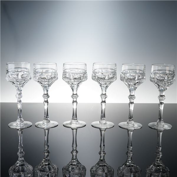6pc Clear Cut Crystal Wine Glasses