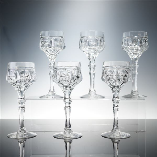 6pc Cut Crystal Wine Glasses