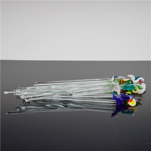 18pc Art Studio Blown Glass Swizzle Sticks