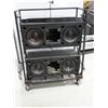 Image 1 : LOT: 2 HAUT-PARLEURS 500W (RTSYS) DANS UNE CAGE MOBILE 35"x17"x46" *  TWEETER MANQUANT*