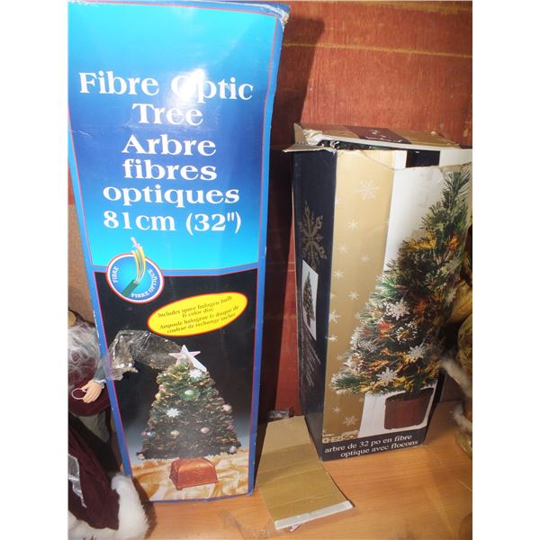 4 Small Fiber Optic Christmas Trees