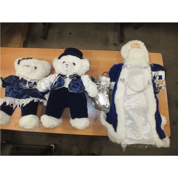 Holiday Figure & Two Christmas Bears