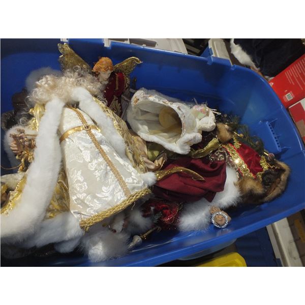 Tote Of Assorted Christmas Angels & Holiday Figures (Ni)