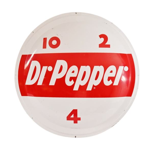 Dr. Pepper Tin Advertising Button Sign c.1953