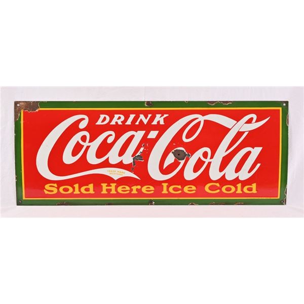 Coca-Cola "Sold Here Ice Cold" Porcelain Sign