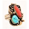 Image 1 : Sterling 14K Gold Turquoise & Coral Ring